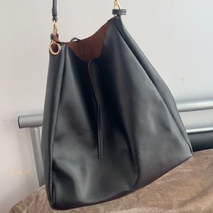 Urban Outfitters Black Leather Tote Bag